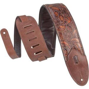 Embossed Leather Guitar Strap Wide Adjustable Western Style for Bass Electric